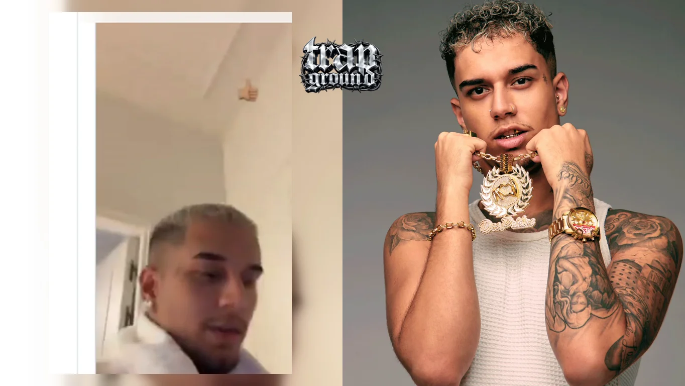 Veigh: recorte da fala e retrato, logo Trapground no meio